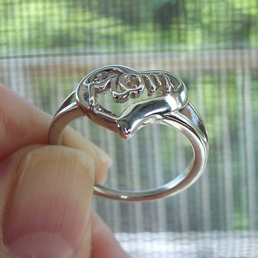 925 STERLING SILVER Mom Mother's Day Heart Ring - Picture 6 of 16